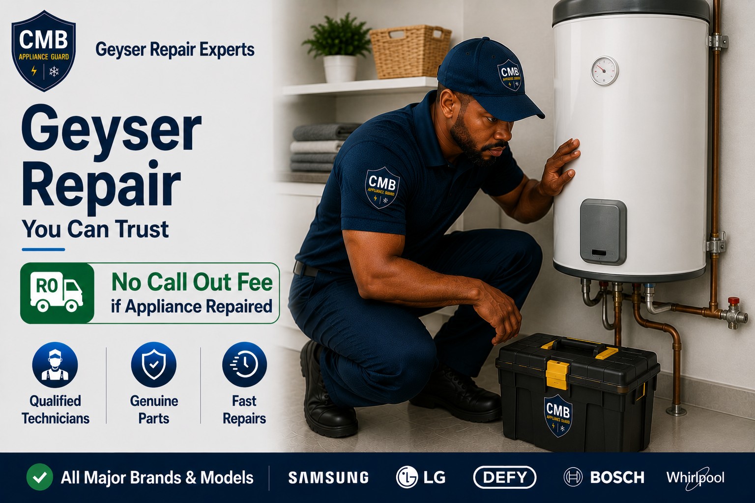 Geyser cover pretoria — professional technician repairing a home appliance